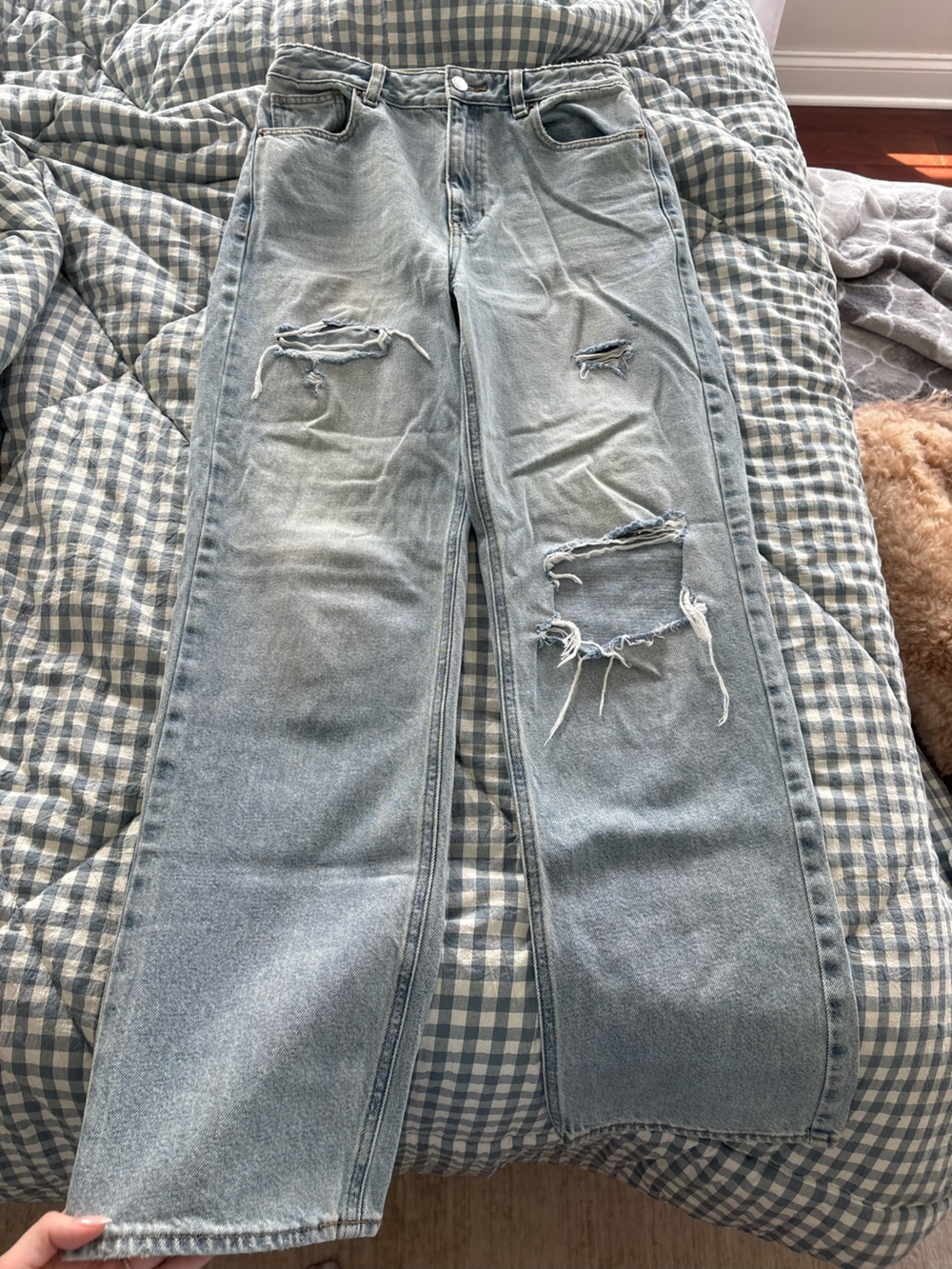 PacSun Women's Light Blue Distressed Skinny Jeans